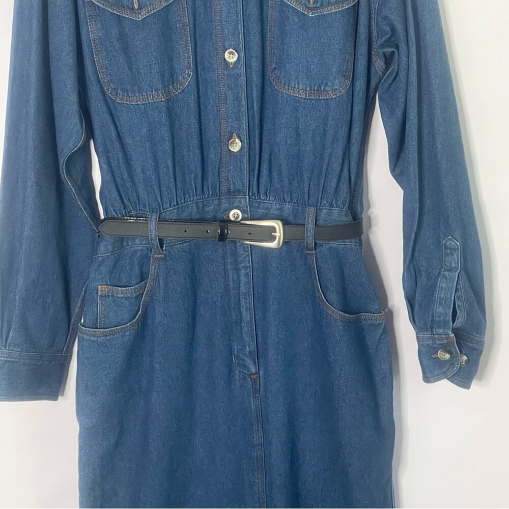 Vintage 90s denim maxi romper dress women’s Size 10 western equestrian bohemian - Picture 4 of 16